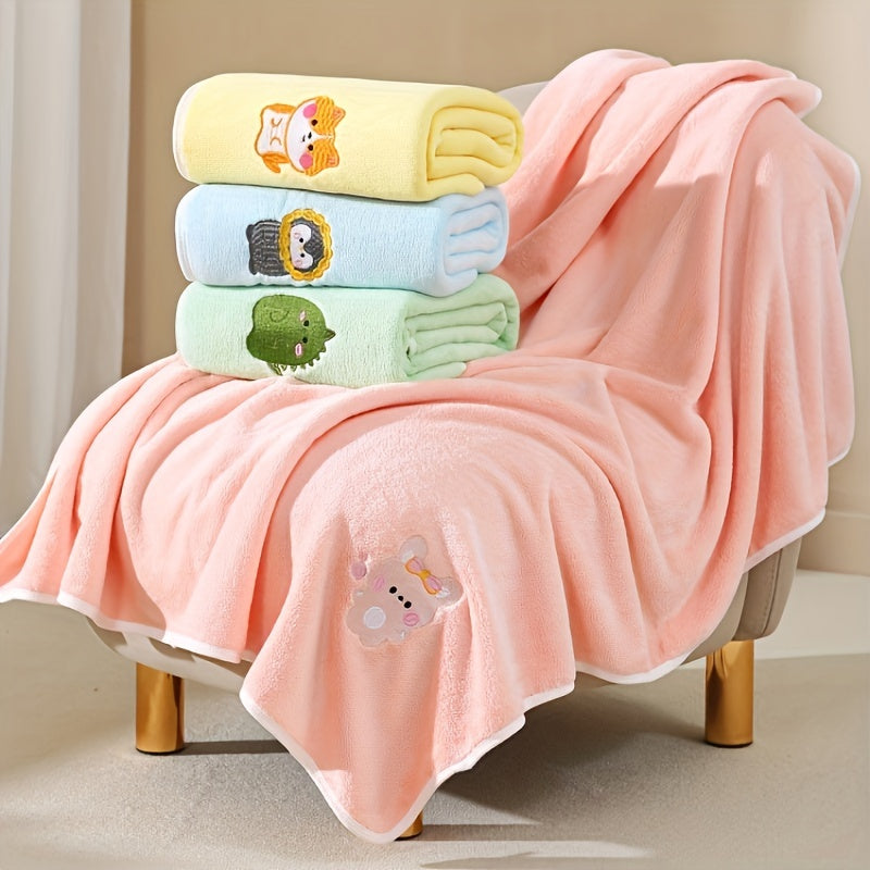 Set of 2 Bindi Monkey Hooded Baby Bath Towels, Made with Super Soft Polyester, Highly Absorbent and Fast Drying, Double Layered Coral Fleece, Safe for Sensitive Baby Skin, Ideal for Ages 0-3