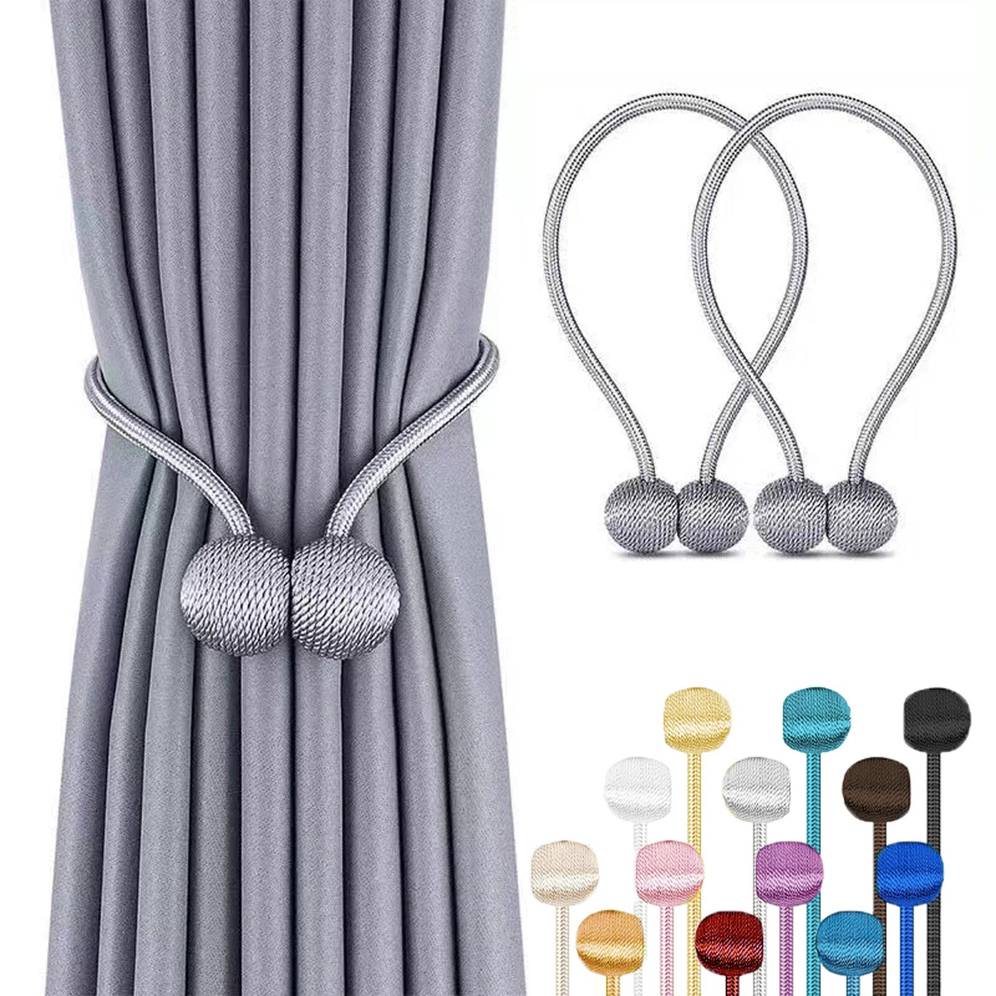 Get your hands on a set of two Classic Style Magnetic Curtain Tiebacks. These tiebacks are designed to be durable and easy to install without any drilling required. Made from polyester twisted rope, they feature a strong magnetic hold to secure your