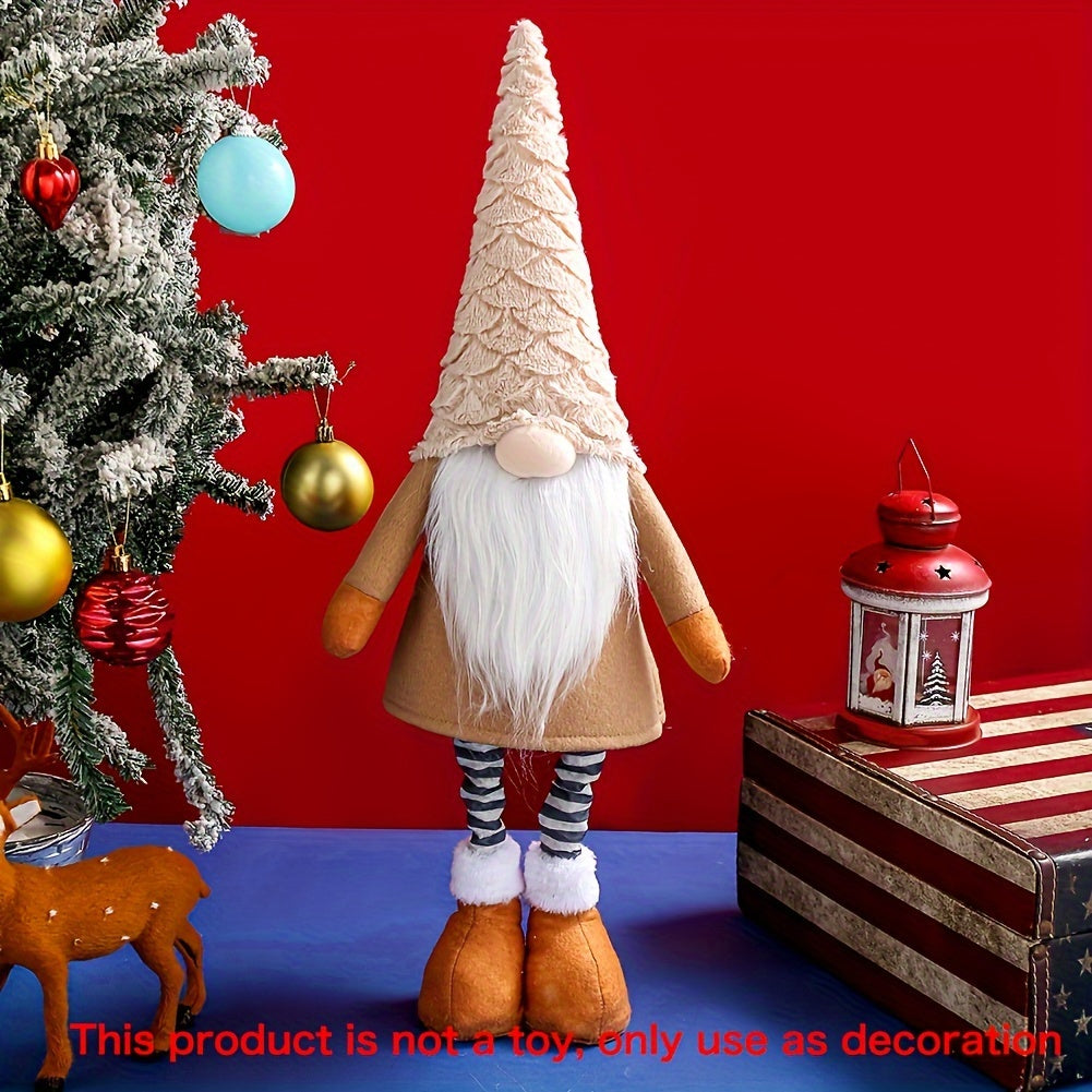 1pc Christmas decorations: Faceless elderly man telescopic plush doll for Christmas parties.