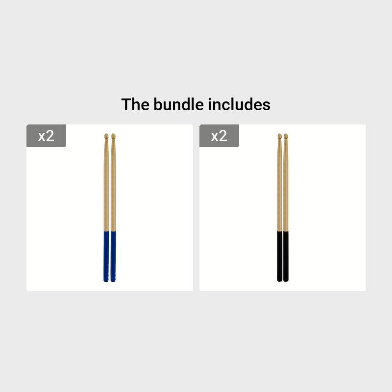 5A maple drumsticks with non-slip rubber handle, ideal for beginners. Available in 5 colors!