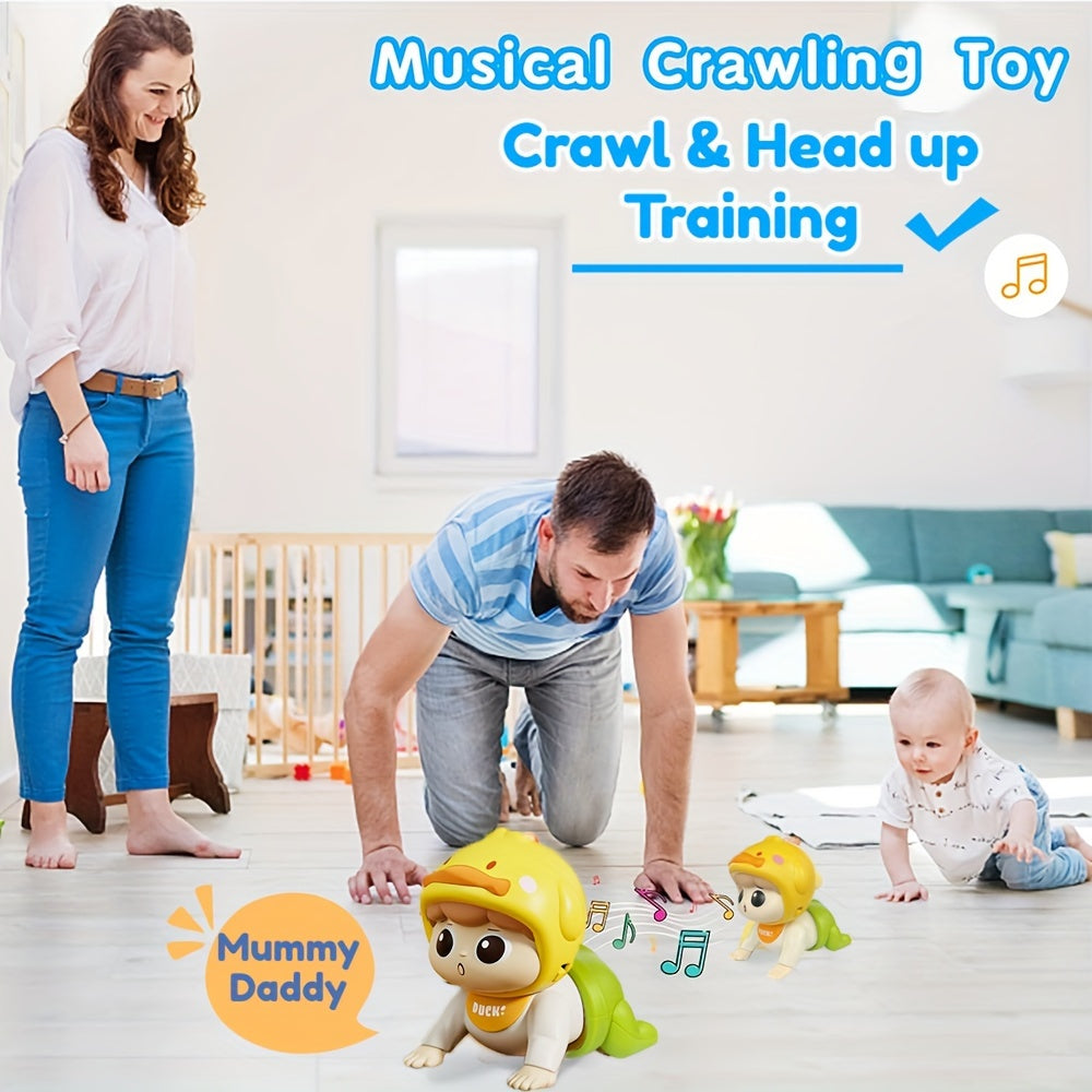 Introducing the EDUVANKU Interactive Crawling Toy for Young Children, featuring Music & Lights - Ideal for Ages 6 Months to 1 Year, Vibrant Plastic Design