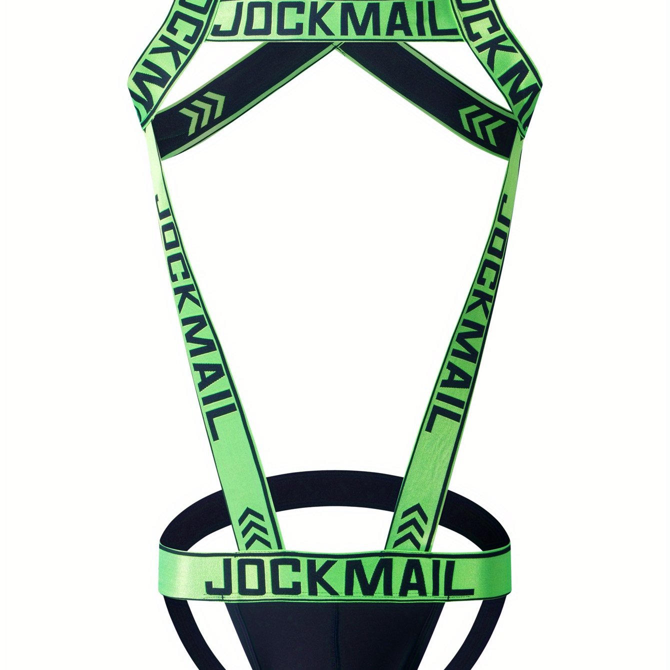 JOCKMAIL Men's Sexy Jockstrap - Stretchy nylon with branded print, breathable and comfortable, purple straps with white lettering, perfect for intimate wear.