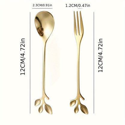 Set of 10 elegant kitchen utensils, including golden stainless steel cherry blossom spoons and forks. Perfect for dining and entertaining, this flatware set combines functionality with a touch of sophistication.