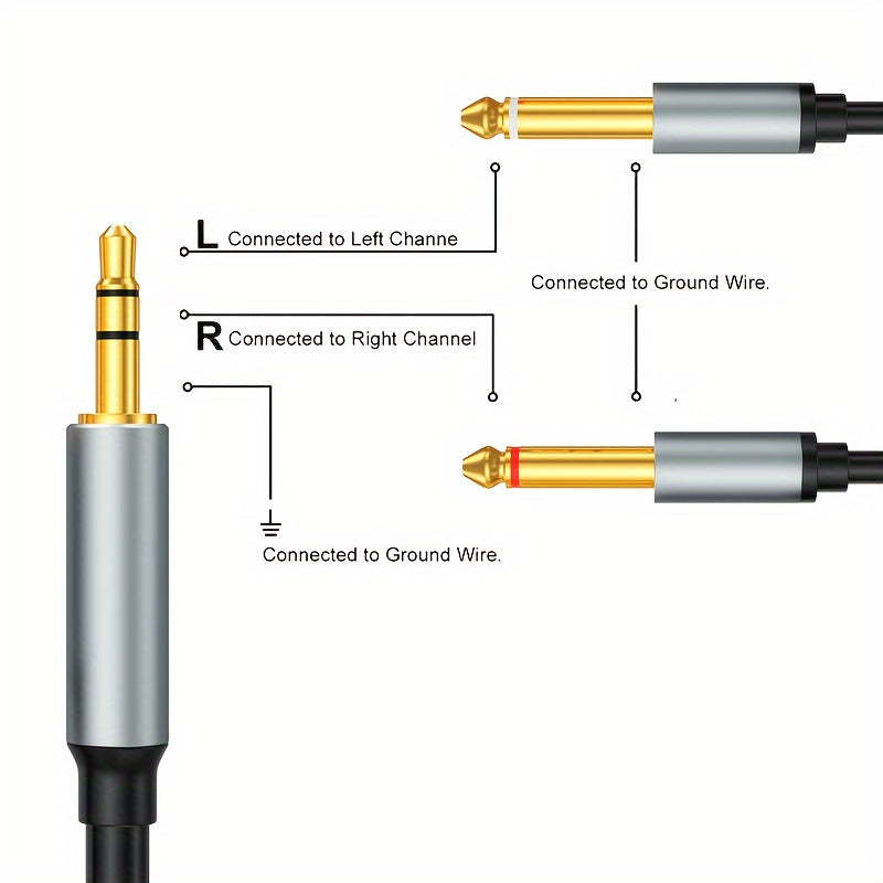 3.5mm to 6.35mm audio cables for high-fidelity sound quality. Compatible with PC, phone, tablet, MP3, speaker, guitar, microphone, amplifier, and CD player. Eid Al-Adha Mubarak.