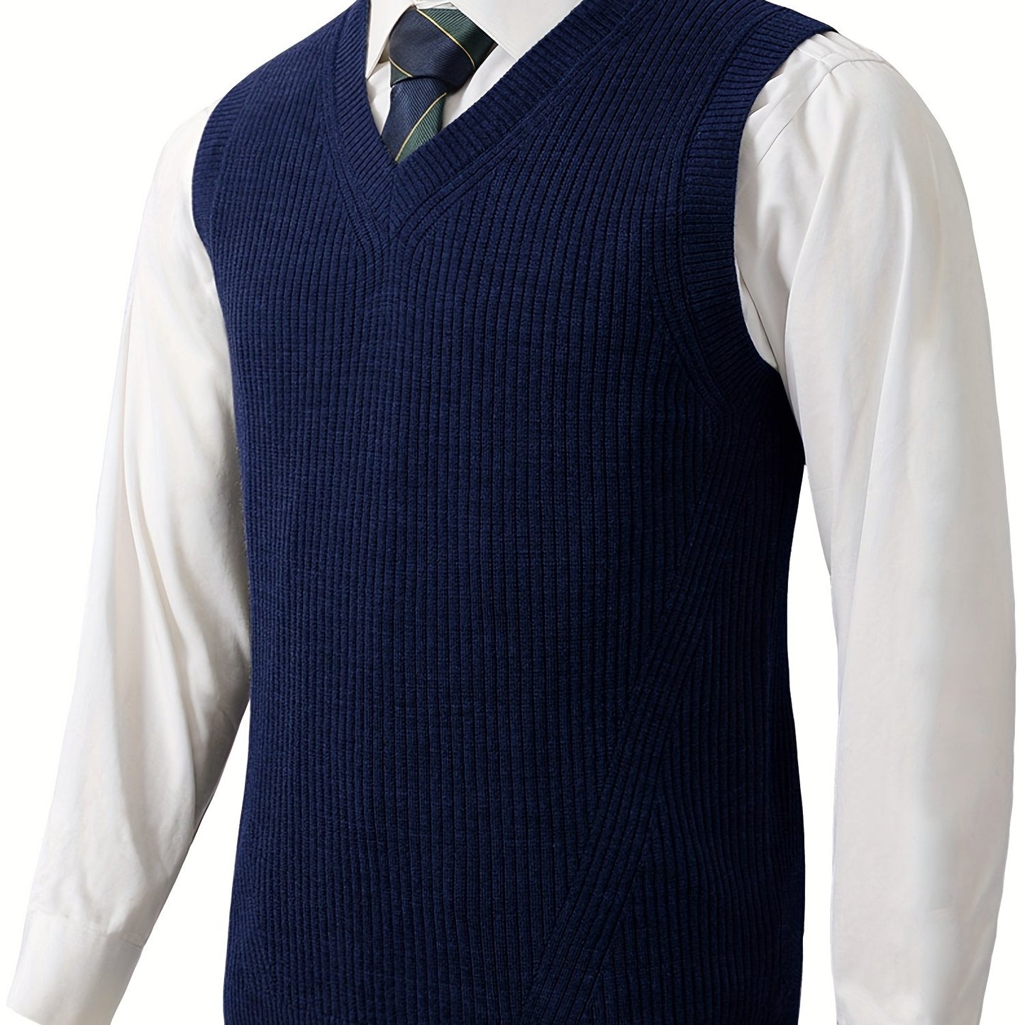 Sleeveless V-Neck Knitted Sweater Vest for Men