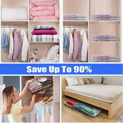 Set of 10 Vacuum Storage Bags 50*70cm/20*28in with Pink Hand Pump, Versatile Plastic Bags with Zipper Closure, Ideal for Saving Space while Traveling, Camping, Moving, and Organizing your Home & Kitchen