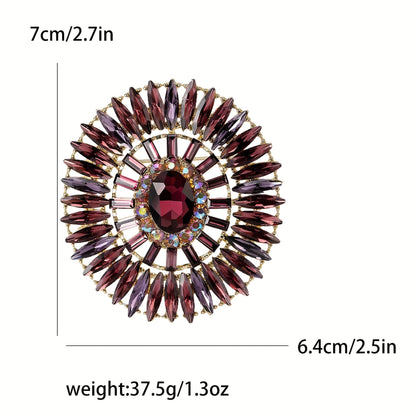 Opulent Red Crystal Brooch featuring Marquise Shapes - A Stylish and Confident Fashion Accessory for Women