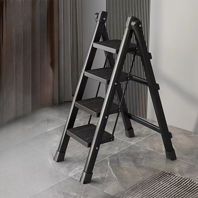 Lightweight folding step ladder for household use with wide, non-slip pedals. Suitable for adults.