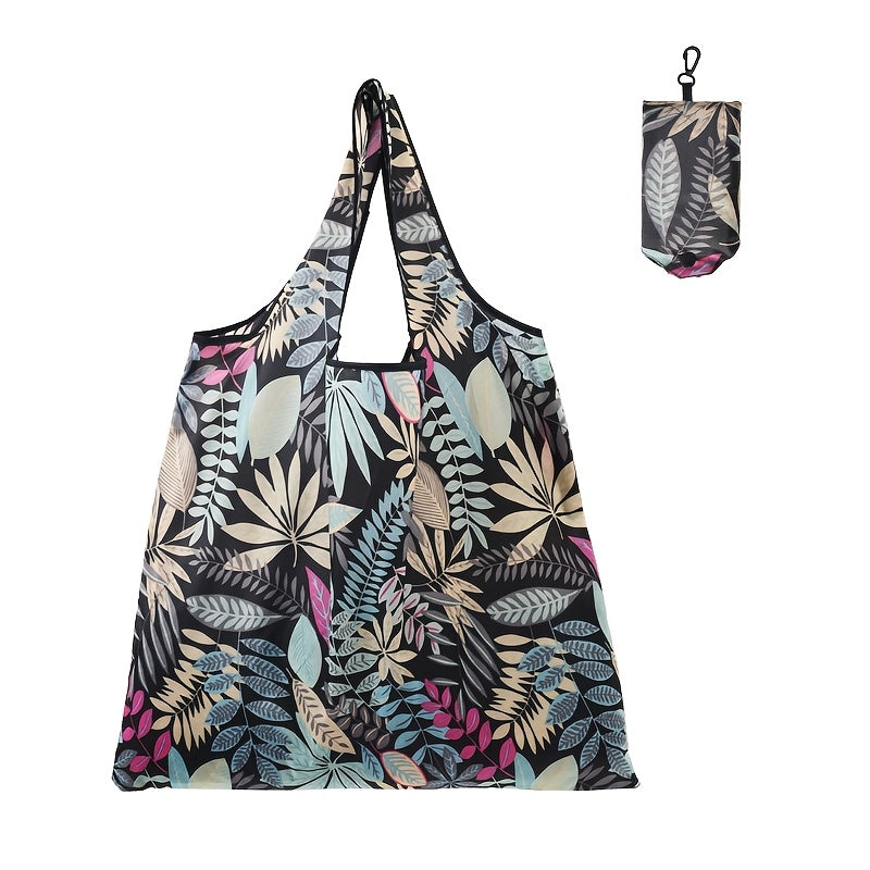 Get your hands on a 1pc high-quality reusable shopping tote bag, perfect for all your shopping and storage needs. Made of durable polyester, this large and foldable bag features stylish patterns including sunflowers, leopard, paisley, polka dots, zebra