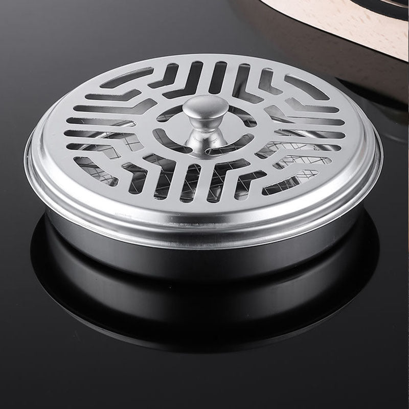 Stainless steel mosquito incense tray for home organization.