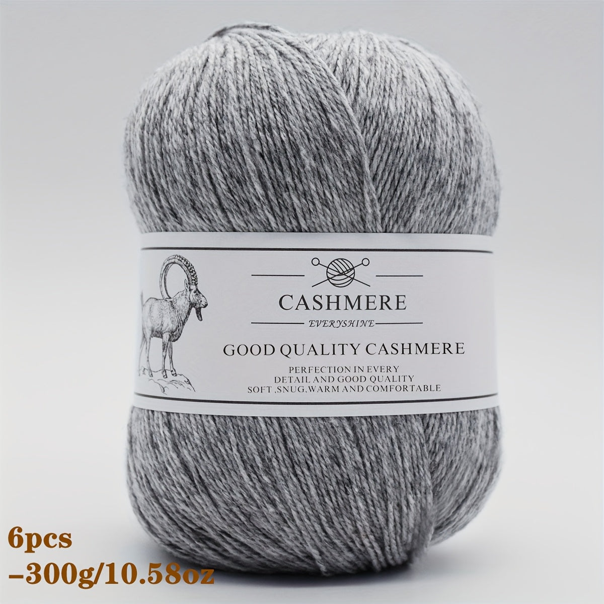 6-Pack Luxurious Cashmere Yarn for Knitting and Crocheting - Soft, Warm, Durable 80% Cashmere 20% Acrylic Blend - Perfect for Sweaters, Pants, Gloves, Hats, and DIY Crafts - 1.76oz Each