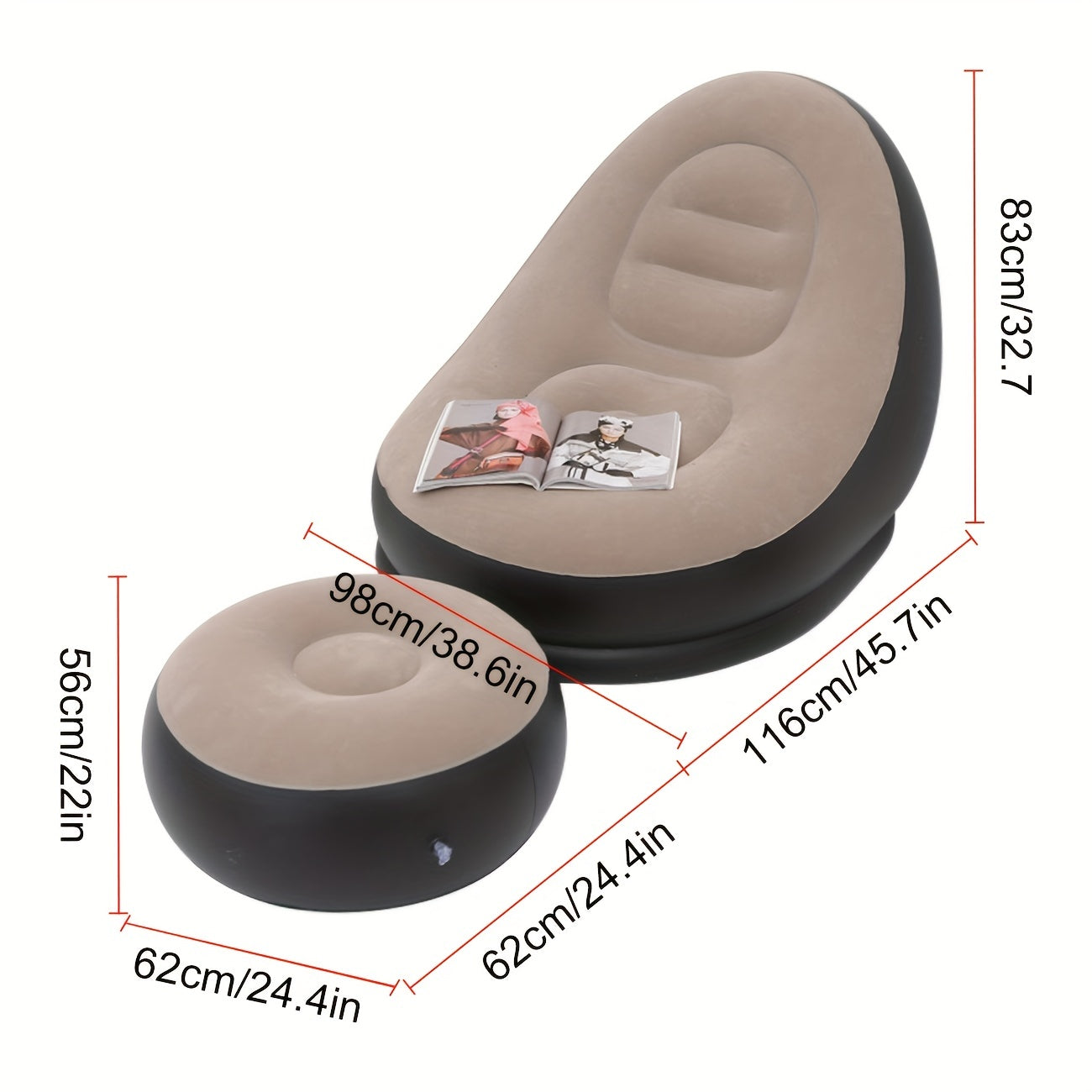 Lazy Inflatable Sofa with Thickened Design, Foldable Recliner for Outdoor Use, Includes Pedal for added comfort. Can be transformed into a Combination Sofa Bed with Flocking material, perfect for a relaxing experience.