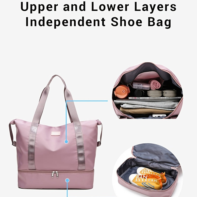 Durable Sports Tote Gym Bag with Separate Compartments for Wet and Dry Items, Ideal for Travel or Gym Use. Stylish Shoulder Weekender Bag for Women with Large Capacity, Perfect for Overnight trips. Also functions as a versatile Diaper Bag. Great gift