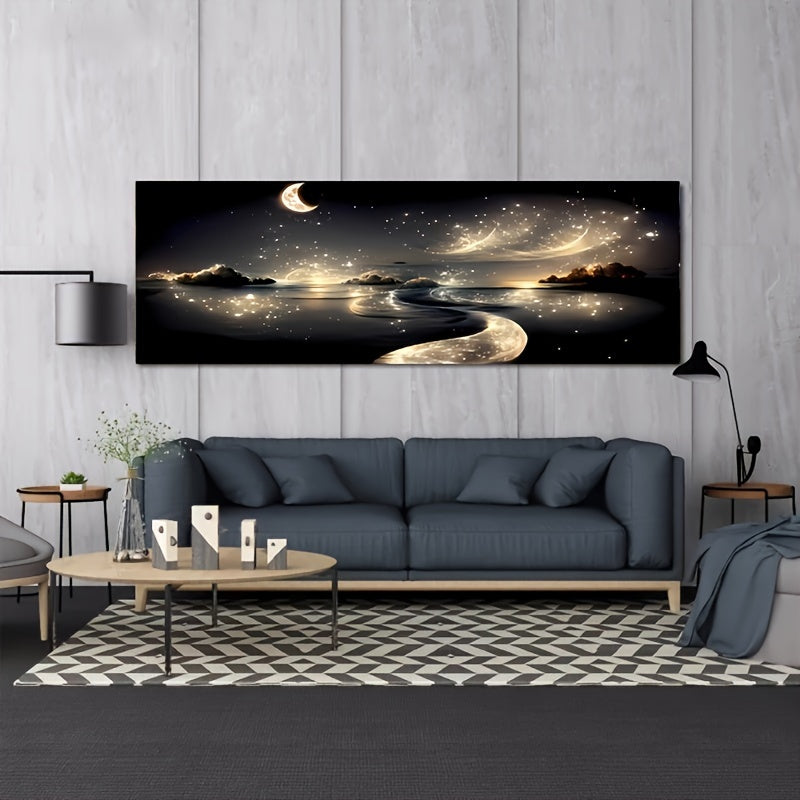 Dreamy River Poster: Enchanting Night Landscape with Sparkling Stars. Ideal for Modern Home Decor. Unframed Art Print. Perfect Gift. Outdoor Decor.