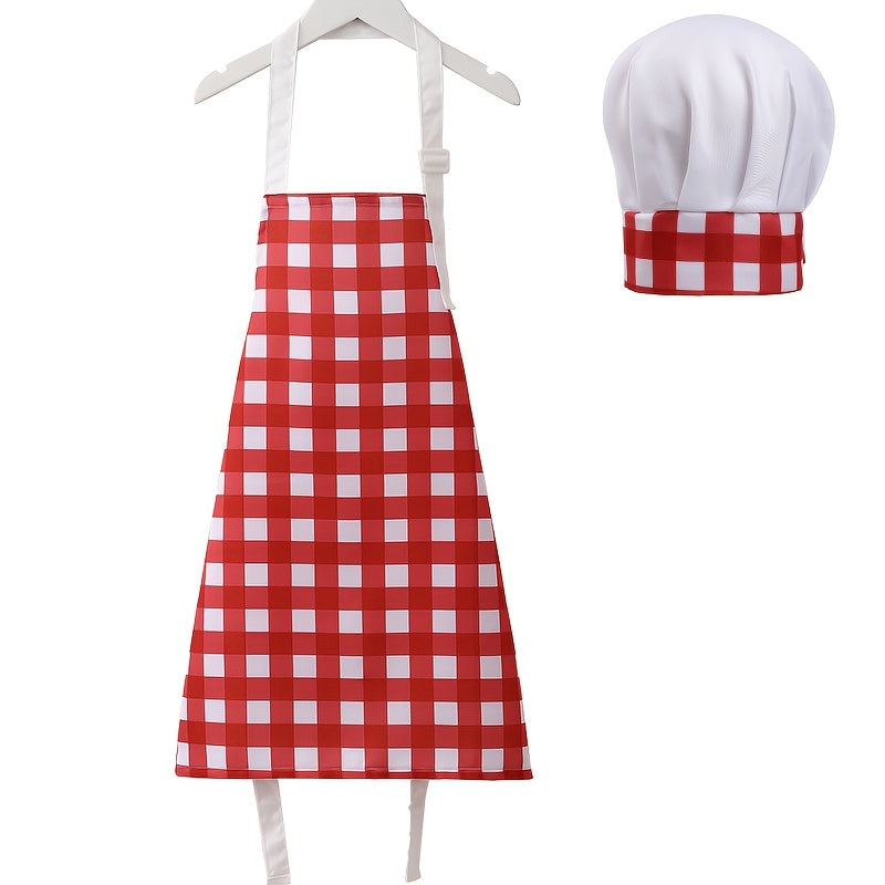 Set of Chef Apron and Hat, made from Unisex Polyester material. The Apron has an Adjustable Neck with a Woven Cooking Bib, and comes with a matching Cap. Suitable for use at Home, in Restaurants, while Baking, Catering, or for Food Service Workwear.