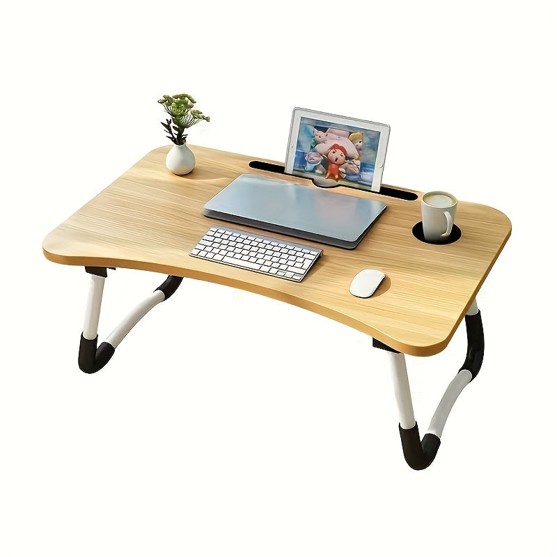 Folding Portable Table, Laptop Desk with Cup Holder and Tablet Slot, Perfect for Work, Studying, and Reading and Writing. Ideal for use in Bed, on the Sofa, at a Picnic, or on the Floor. Great for Students and anyone looking for a convenient and