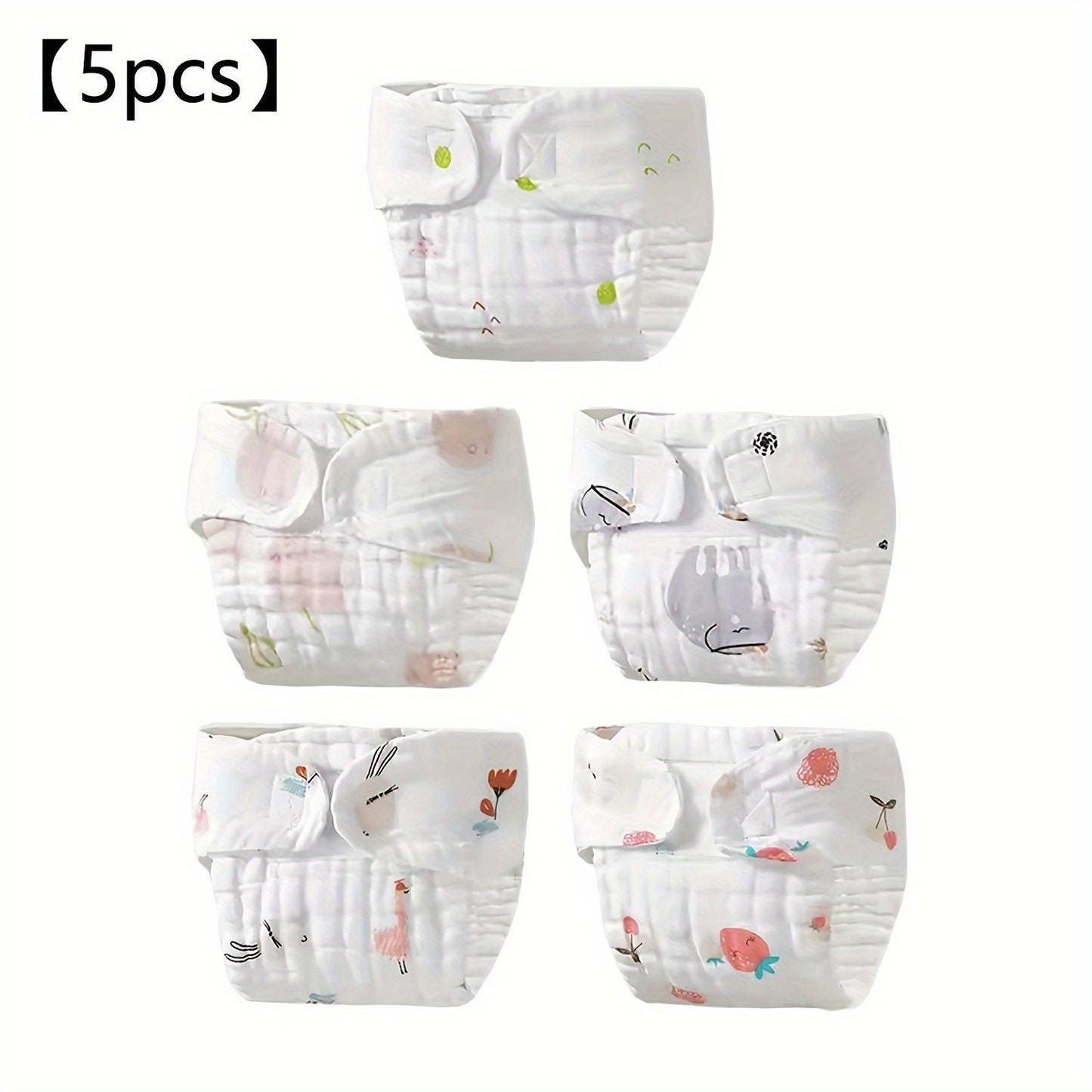 Soft and reusable training diapers with adorable cartoon prints, perfect for youngsters aged 0-6 years. These washable cloth potty pants make a great holiday gift for Christmas, Halloween, and New Year. Get 5 pieces in this set.