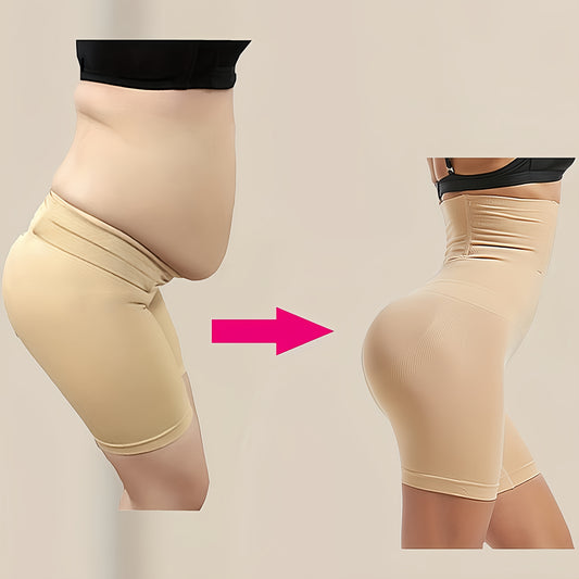 High-waist shapewear shorts for women: Seamless, tummy control, compression, butt lifting, postpartum waist trainer. Made of comfortable polyester for all-season wear.