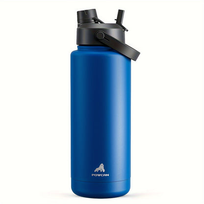 40oz stainless steel water bottle with leak-proof straw and spout lid, double wall insulated, hand wash only, PVC free. Ideal for sports, gym, travel, and school.