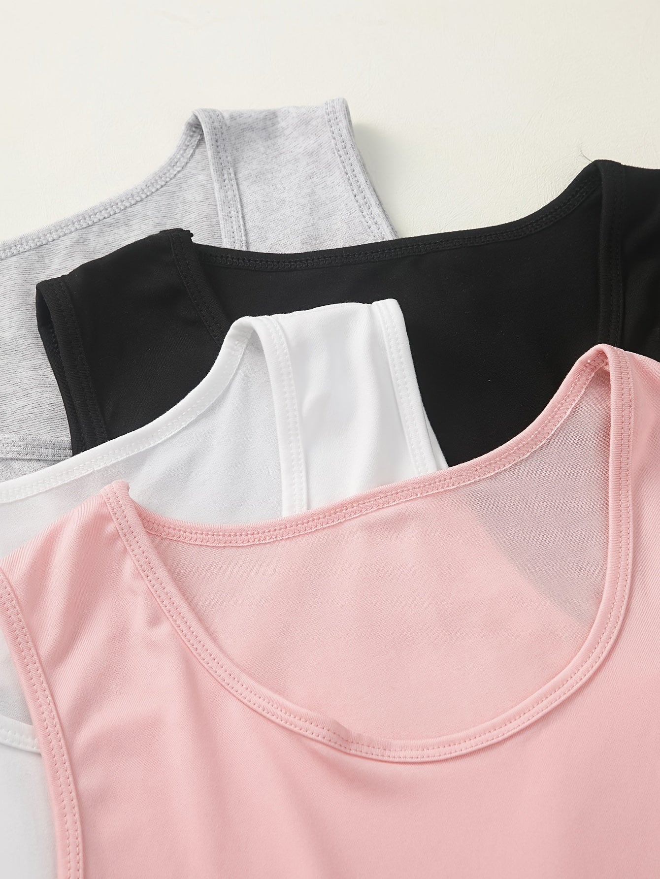 Versatile 4-Pack Solid Color Camisole Vests for Women in Polyamide-Spandex Blend, Adult Sizes