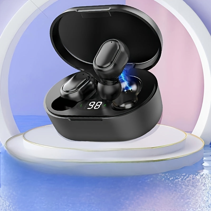 Wireless Earbuds with LED Display, High Power Capacity, Comfortable Design for Sports and Gaming, USB Charging, Built-in Mic, Lightweight and Portable.