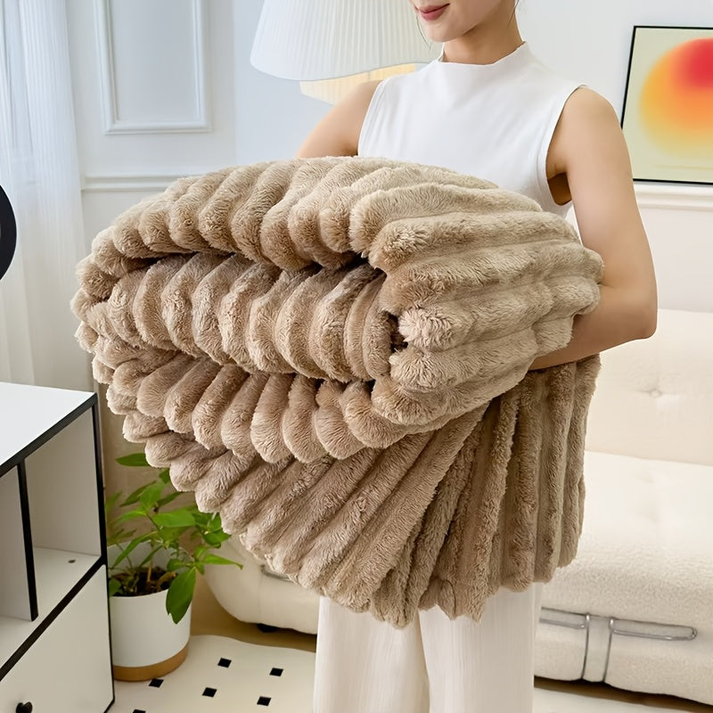 Milk Velvet Throw Blanket in French Style - Luxurious All-Season Plush Cozy Woven Flannel Fleece for Office naps, Multipurpose Use, Movie Theme Inspired Design, Machine Washable, No Embellishments, Made with Polyester, 250-300 g/m² Weight