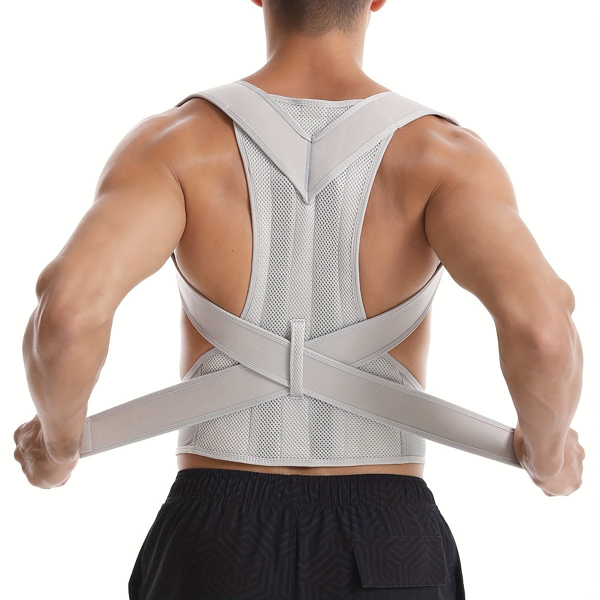 Posture corrector brace for men and women, improves posture and reduces slouching. Adjusts to fit comfortably.