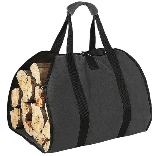 Sturdy Canvas Firewood Carrier with Strong Handles, Portable Log Tote, Versatile Wood Storage Sling, Indoor Fireplace Essential, Rustic Fire Pit Accessory, Durable Build