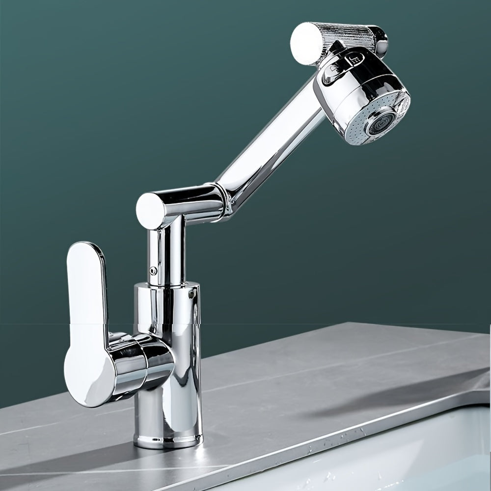 Modern Robotic Arm Faucet Set with 360° Adjustability, Single Hole Deck Mount. Includes Hot and Cold Spout Diverter, Eco-Friendly Paint Finish and Water Intake Pipe. Ideal for Kitchen and