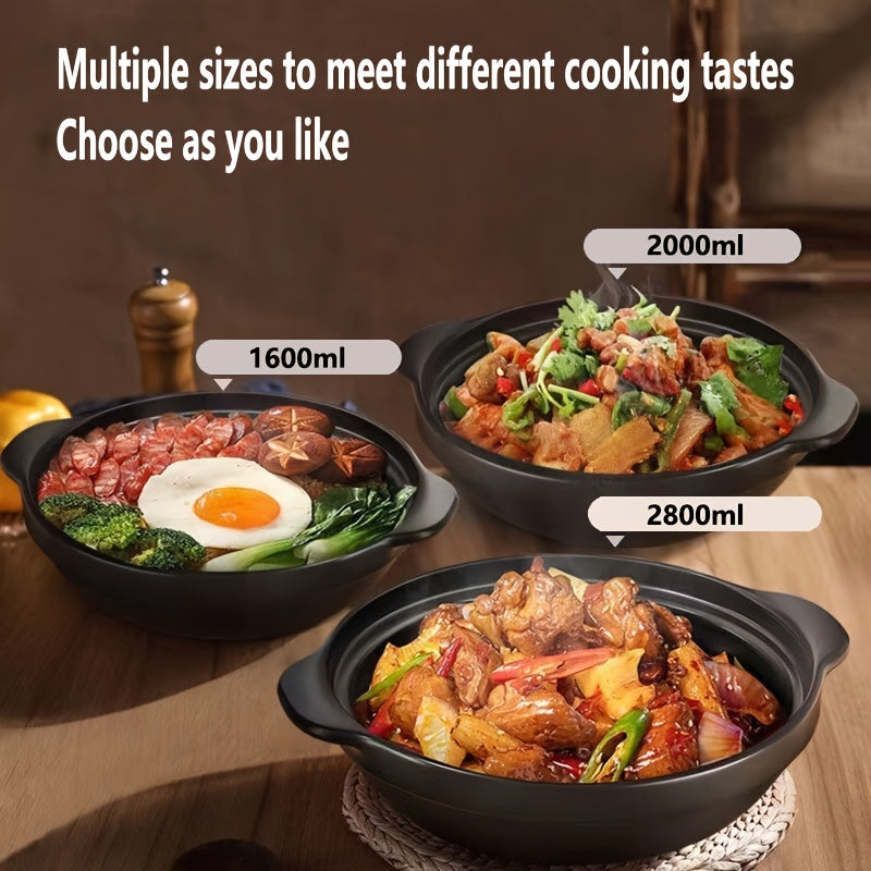 High Quality Ceramic Casserole Stew Pot with Lid and Double Handles, Multipurpose, Thickened, Durable, Heat-resistant, Non-stick, Easy to Clean, Suitable for Home and Restaurant Use