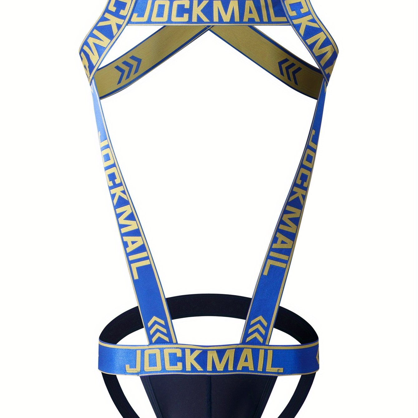 JOCKMAIL Men's Sexy Jockstrap - Stretchy nylon with branded print, breathable and comfortable, purple straps with white lettering, perfect for intimate wear.