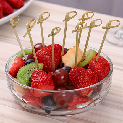 Pack of 200 bamboo skewers for cocktails, appetizers, fruits and drinks. Perfect for party decorations.