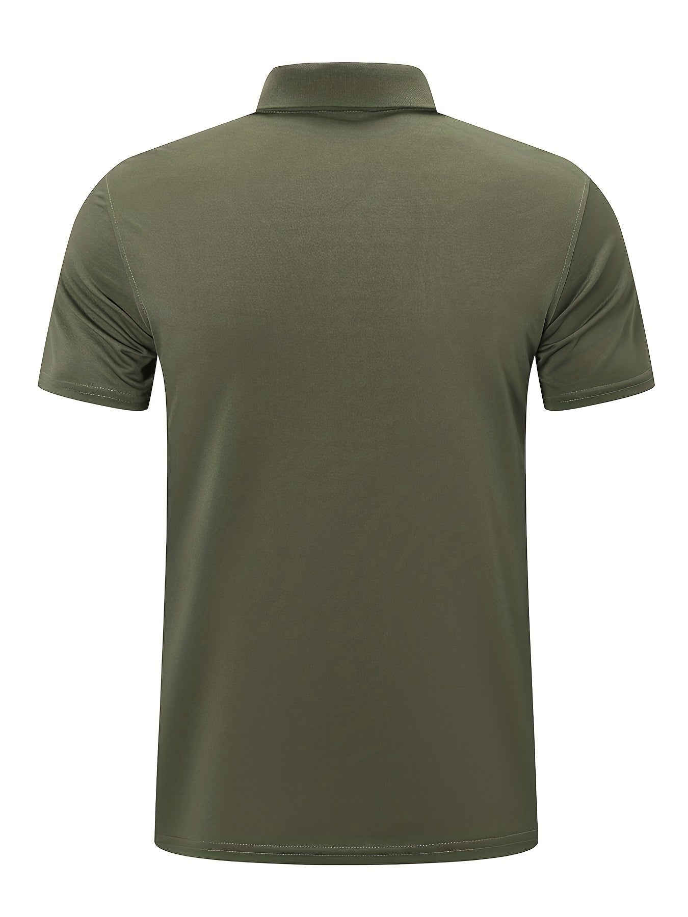 Men's Quick Dry Polyester Shirt with Button Detail and Crew Neck, Moisture Wicking Athletic T-Shirt.