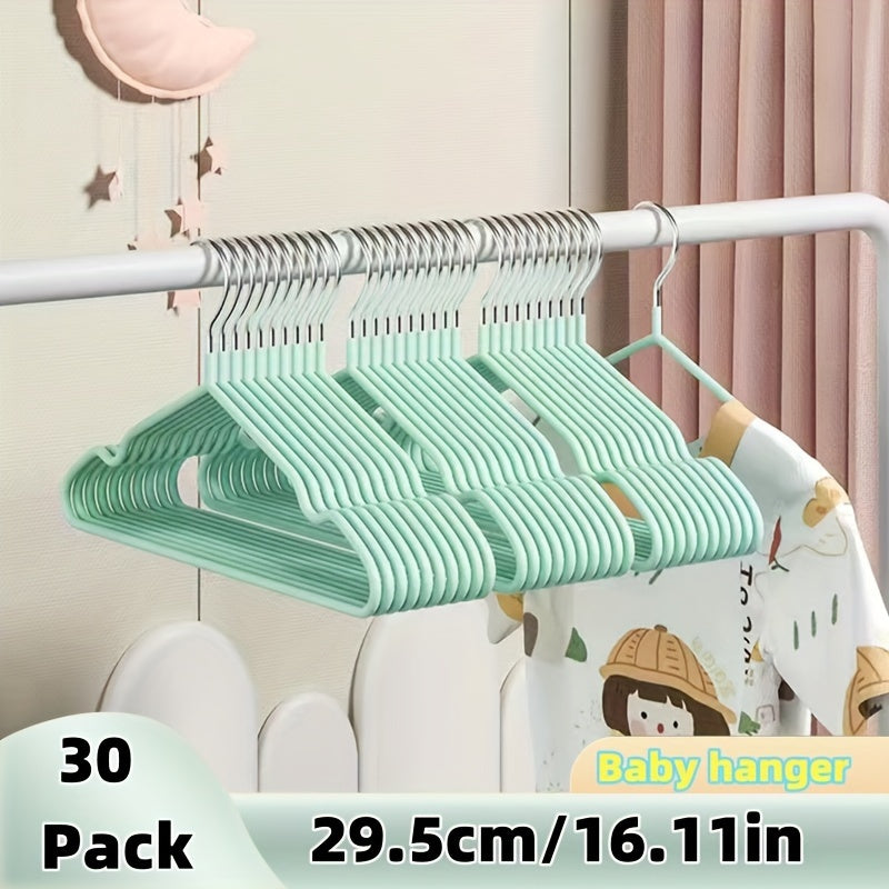 20 to 30 pieces of baby clothes storage hangers, kid clothes drying racks that are durable and anti-slip. Perfect for organizing and storing clothes in the bathroom, bedroom, closet, wardrobe, home, or dorm.