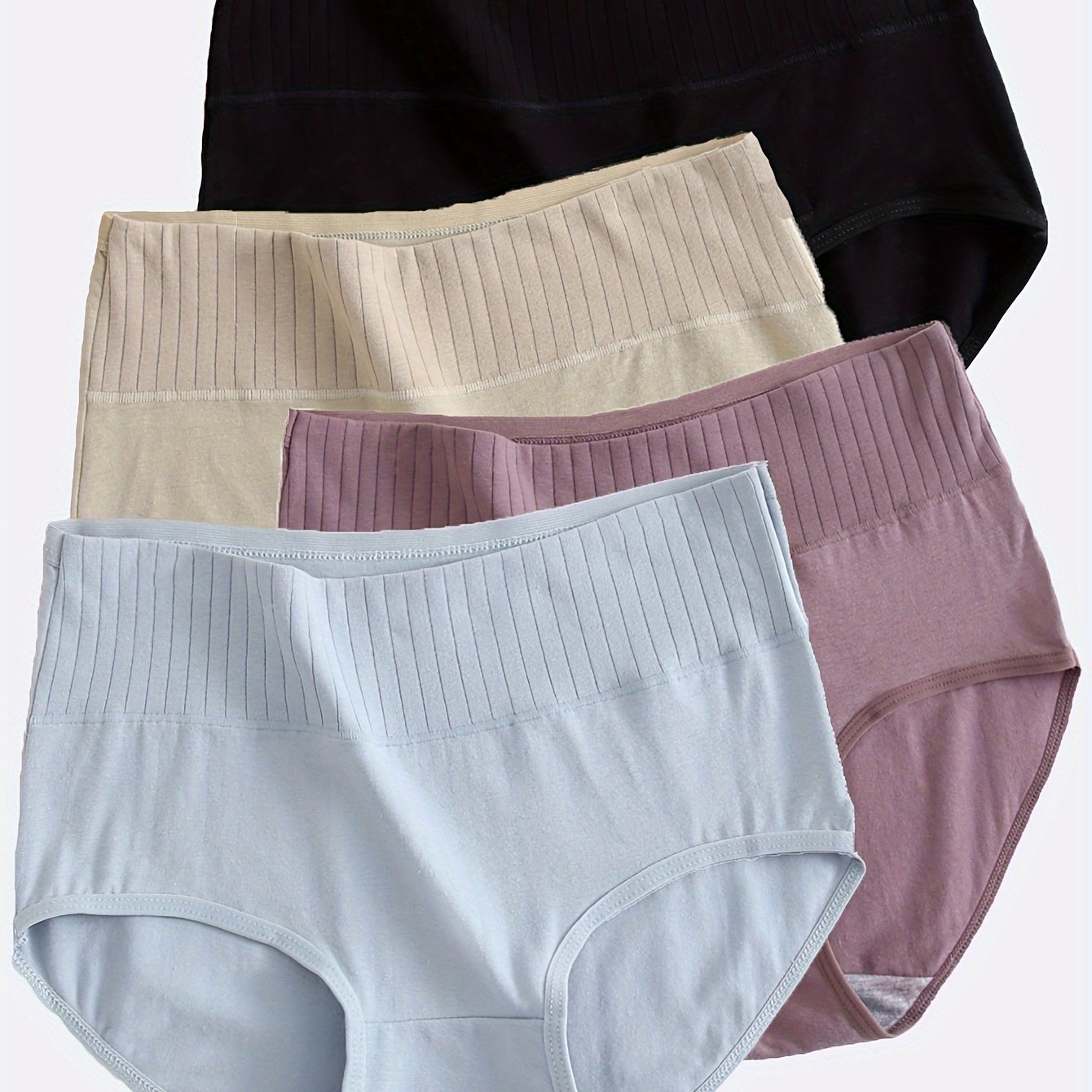 Women's 4-pack briefs made of comfortable breathable fabric in solid colors.