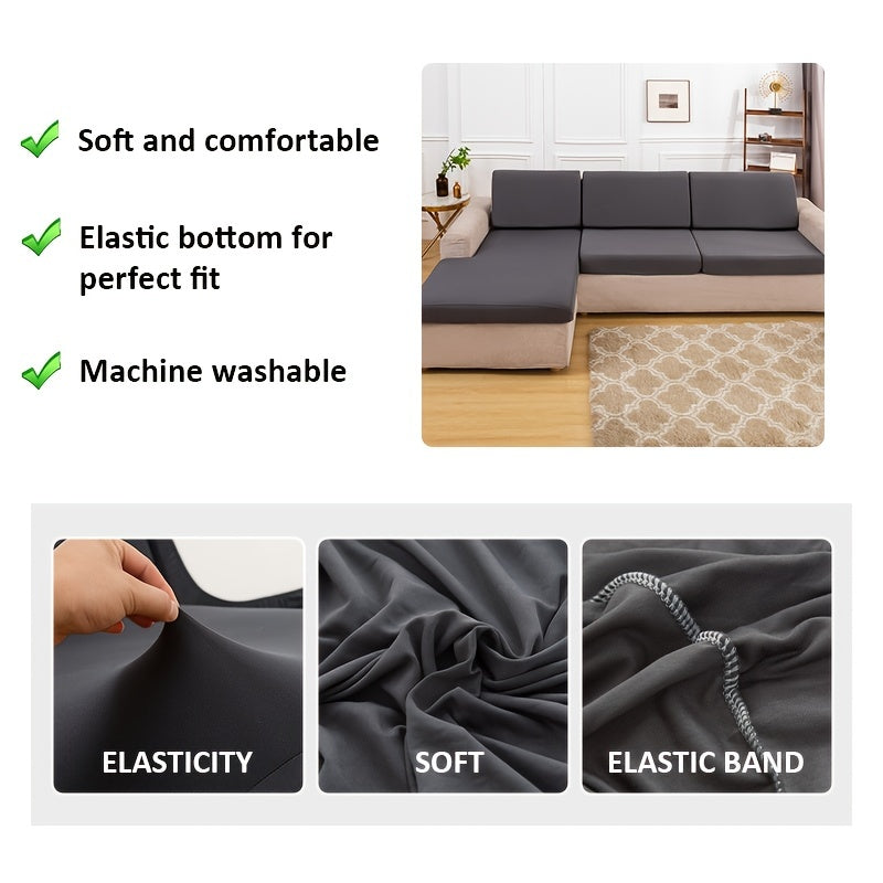 Classic Stretch Sofa Cover, Elastic Band Slipcover for Armchair to Sectional Sofas, Machine Washable Polyester and Spandex Blend, Fits Single to Four Seater Couches.