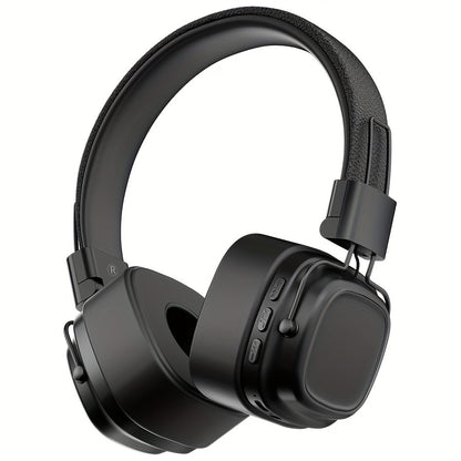 New retro style wireless headphones with noise cancelling earmuffs, long-lasting battery life, and high-tech design for outdoor activities. Also supports wired connection.