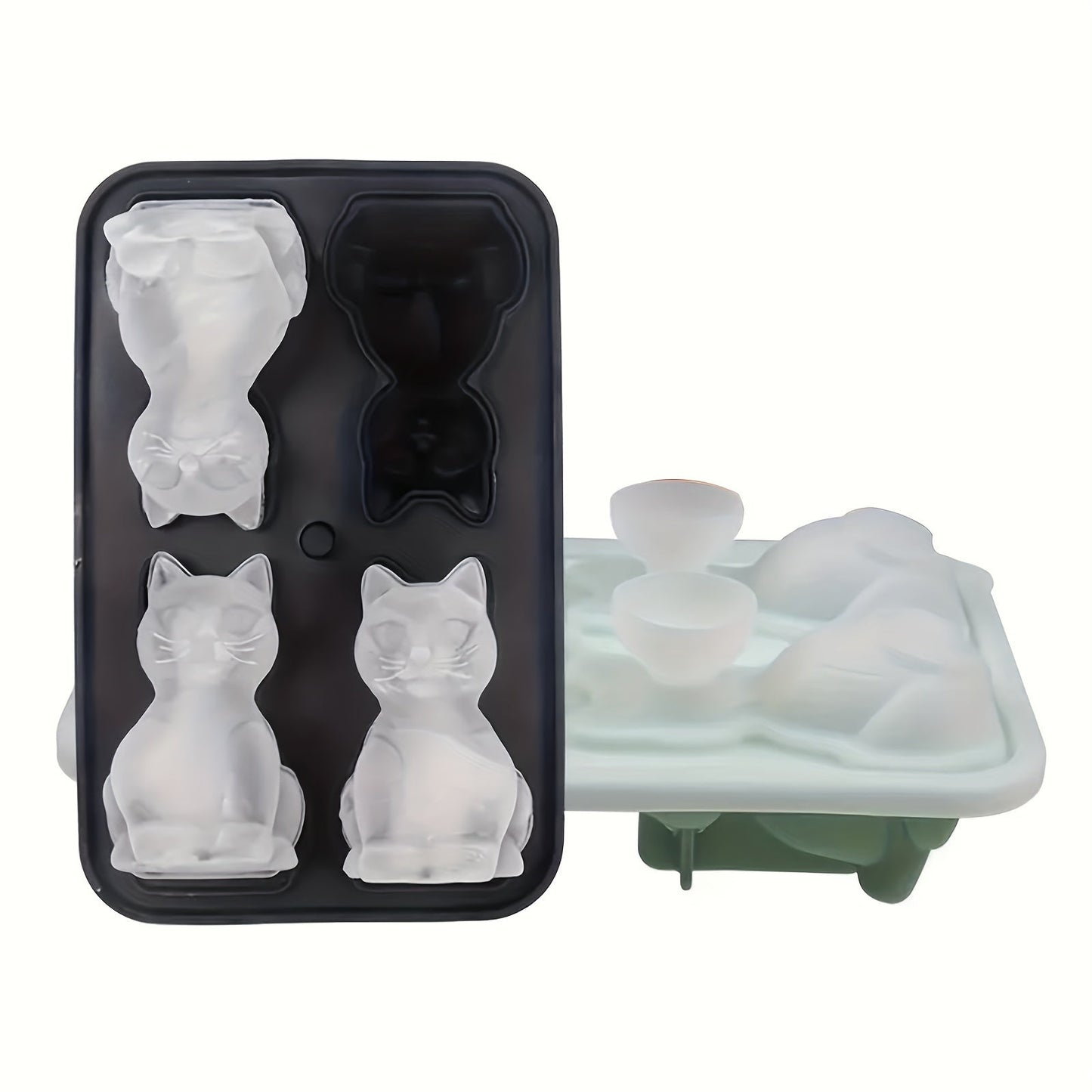 Silicone Ice Cube Tray in Cat Shapes - Perfect for Whiskey, Chocolates, Candy & Pudding - Fun Kitchen Tool for Parties and Unique Freezing