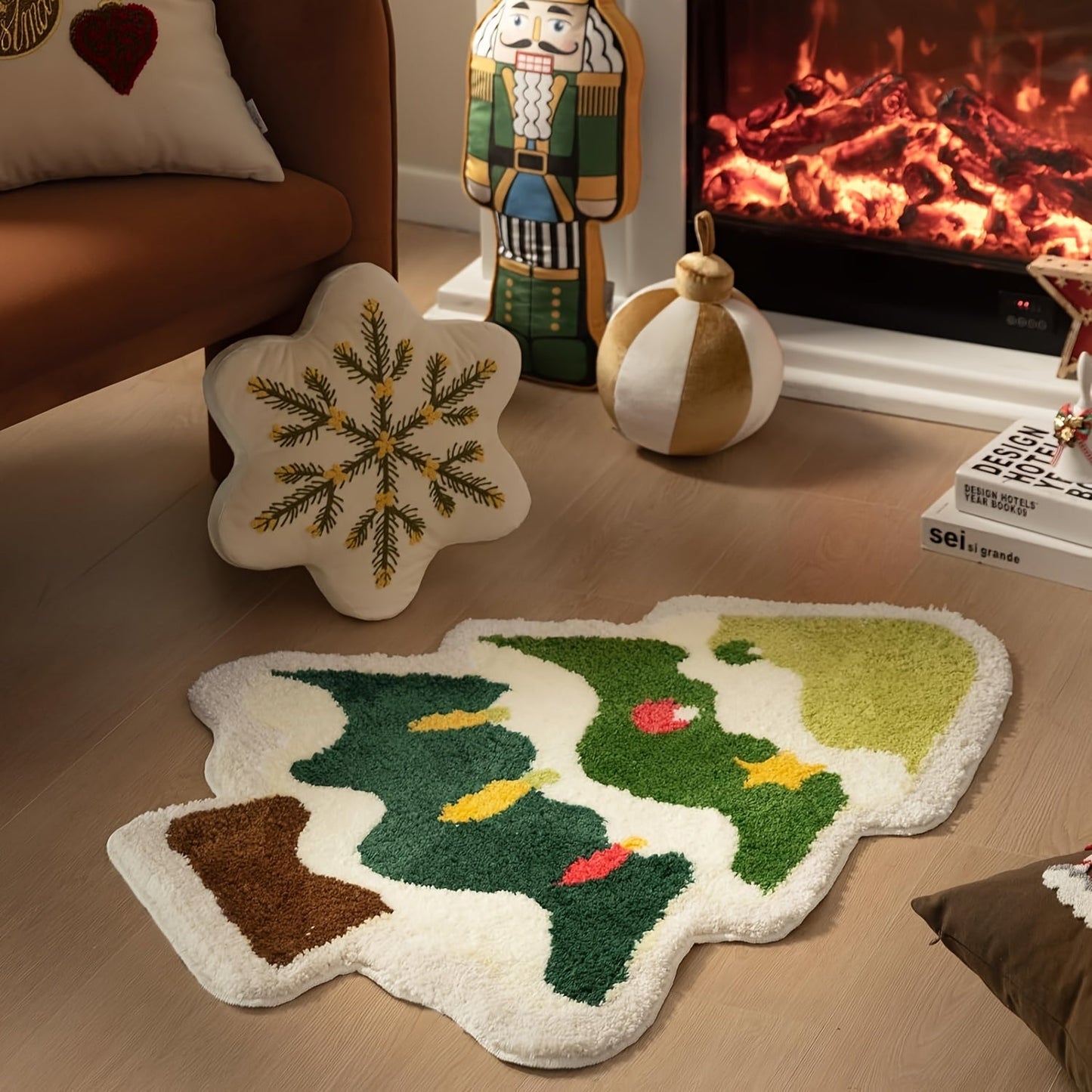 Adorable Christmas Tree Bathroom Mat - Non-Slip, Easy to Clean Rug for Bathrooms, Living Rooms, and Entryways