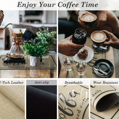 Keep your kitchen clean with the "Coffee Lover" Quick-Dry Coffee Mat, designed with hidden stain absorption and a rubber backing. Perfect for your kitchen counter or coffee bar, this mat is ideal for use with espresso machines and coffee mugs.