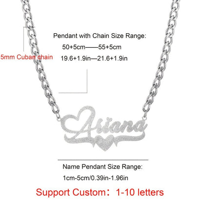 The Perfect Gift for Him: a Personalized Heart Pendant Necklace with a Customized Unique Shiny Name, on a Stainless Steel Cable Chain. Ideal for Birthdays, Anniversaries, and Other Special Occasions.