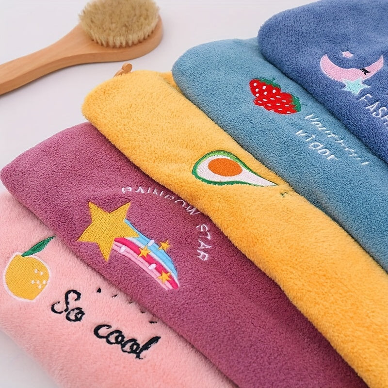 Embroidered hair wrap towel for ladies, absorbent and quick-drying. Suitable for long and short hair. Ideal bathroom essential.