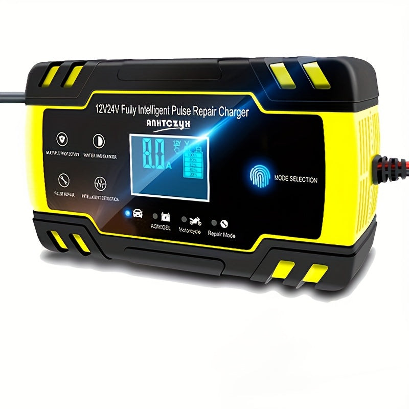 1pc 8A Smart Battery Charger for Wet AGM Gel Cell Lead Acid Batteries, EU Plug, Type-C, 220-240V Power Supply, Vehicle Charge Protection, Rugged Design, Portable and Versatile.