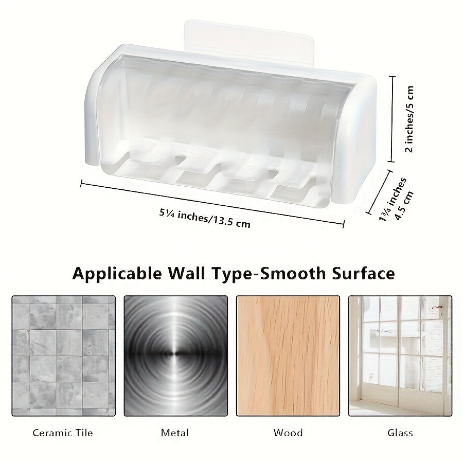 Wall mounted toothbrush holder holds up to 5 toothbrushes, no electricity required, ideal for dorms and showers.