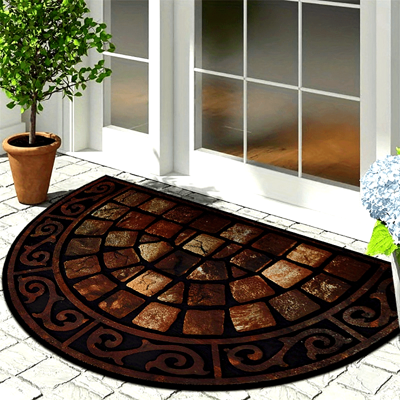 Add a touch of luxury to your home with our 1-piece Retro Semi-Circular Door Mat. Crafted from 1000g of plush Crystal Velvet material, this washable mat features a high-quality Stone Pattern Carpet design. Perfect for the living room or bedroom entrance