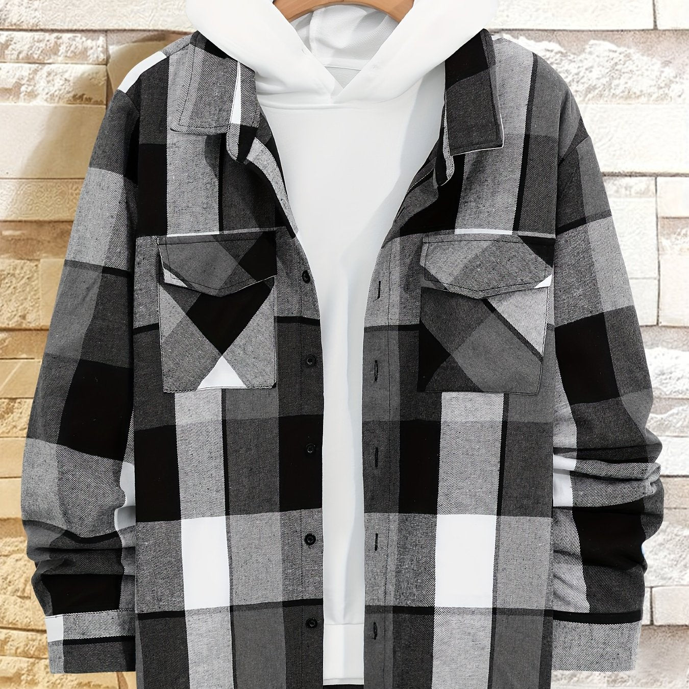 New Plaid Long-Sleeve Shirt for Plus-Size Men.