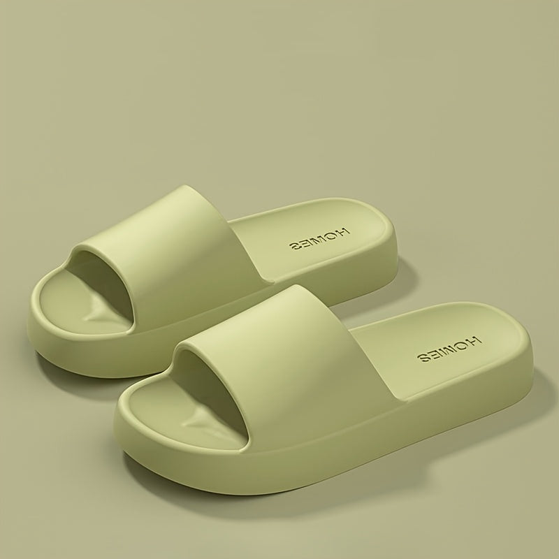 Simple Solid Color EVA Slides - Soft, Non-Slip Indoor Slippers for All Seasons, Easy to Clean.