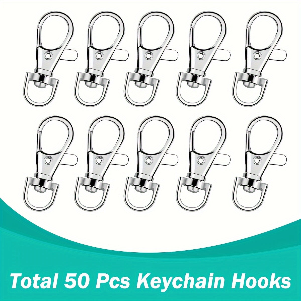 DIY Crafts Jewelry Set: 100pcs Rotating Lobster Clasps with Keychains and 50pcs Keychains, 50pcs Key Rings - Perfect for Christmas (35mm)