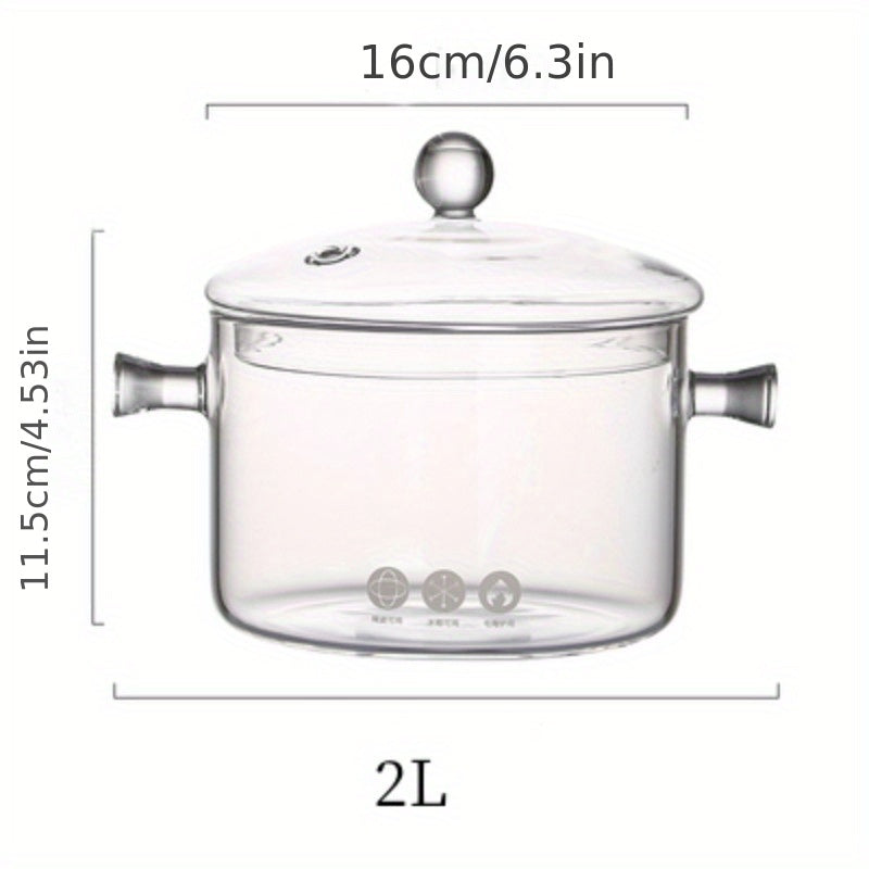 Glass Stockpot for Cooking on Stove - 1pc, Clear Glass Pots in Various sizes (14.0cm/15.01cm/16.0cm) - Kitchen Gadgets and Accessories for Home Kitchen