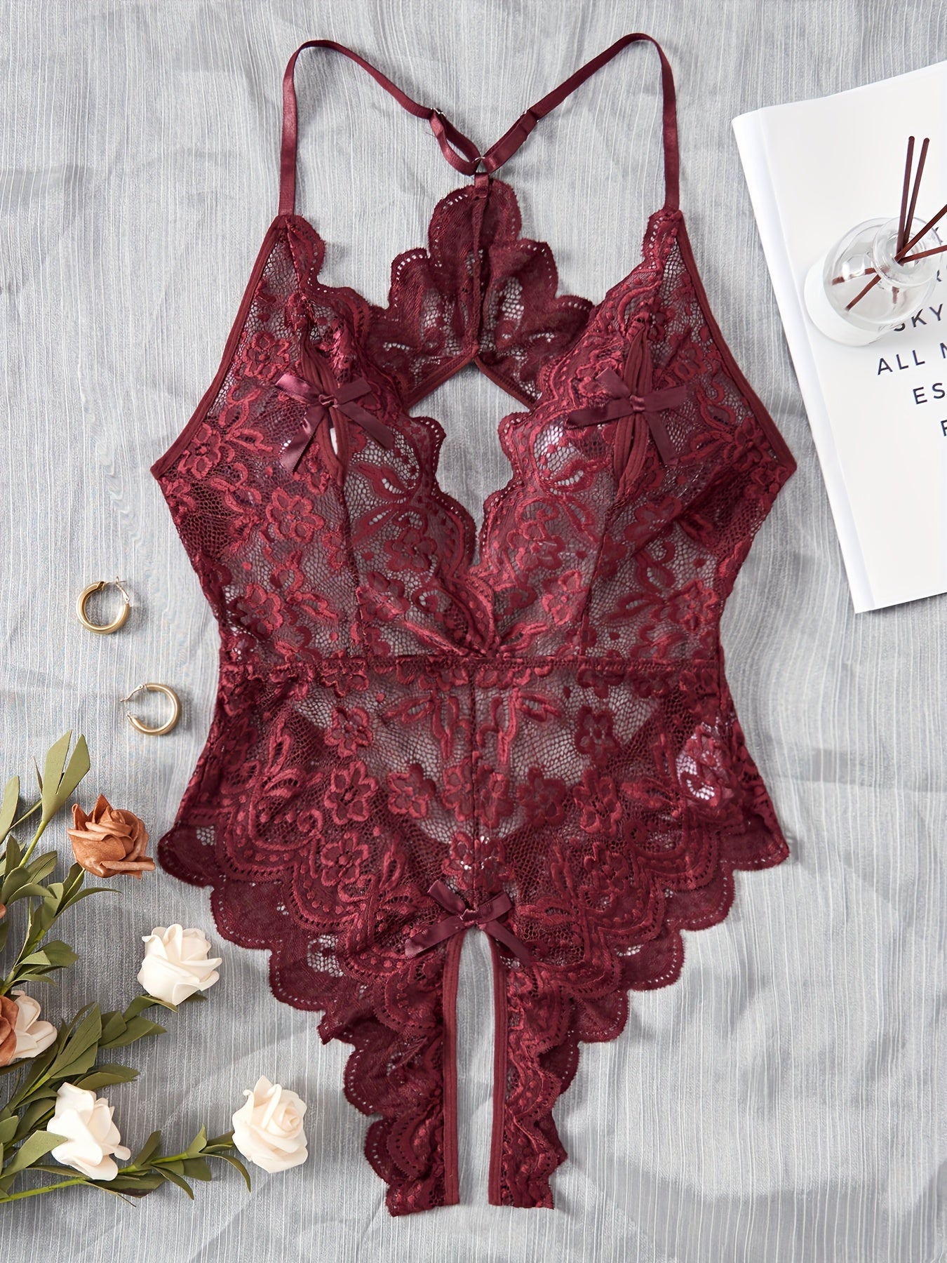 Velvet Open-Back Bodysuit for Women